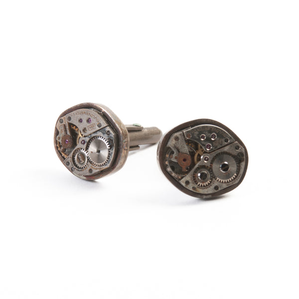 Tokens & Coins Silver Gear Cufflinks