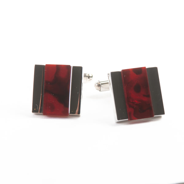 WD London Red Inlay Square Cufflinks