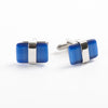 Onyx Art London Blue Rectangle Glass Inlay Cufflinks