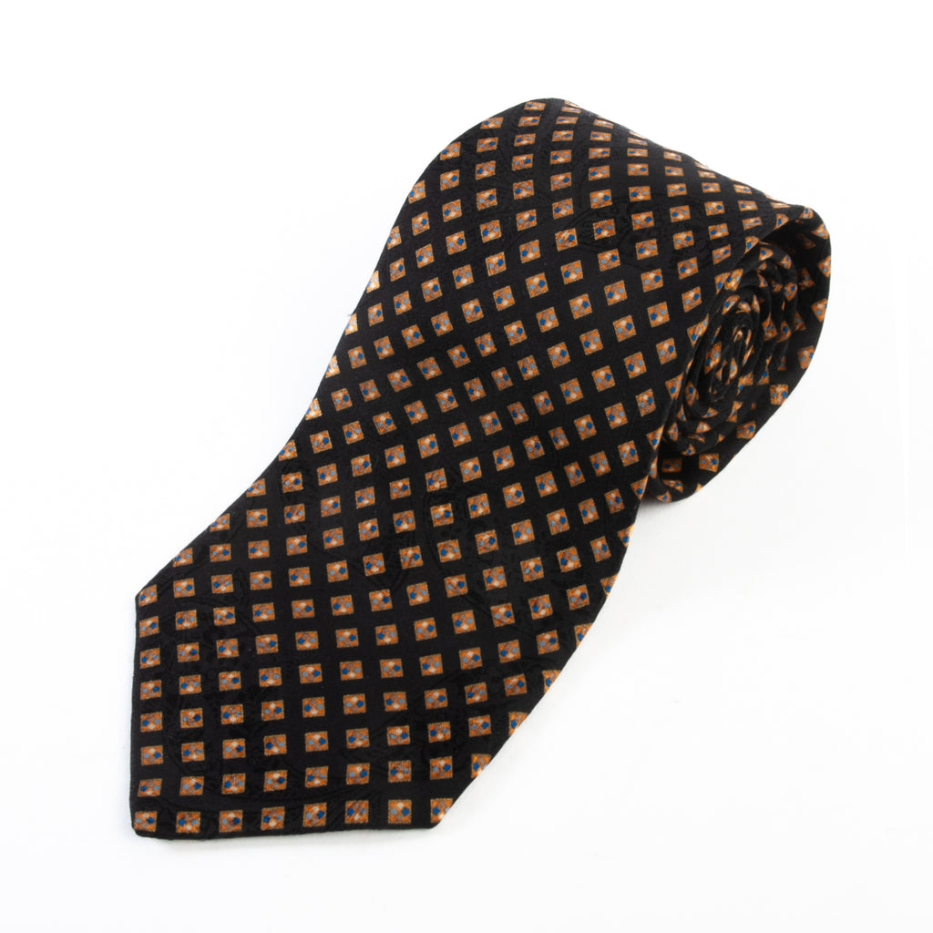 Stefano Ricci Yellow on Black Geometric Tie