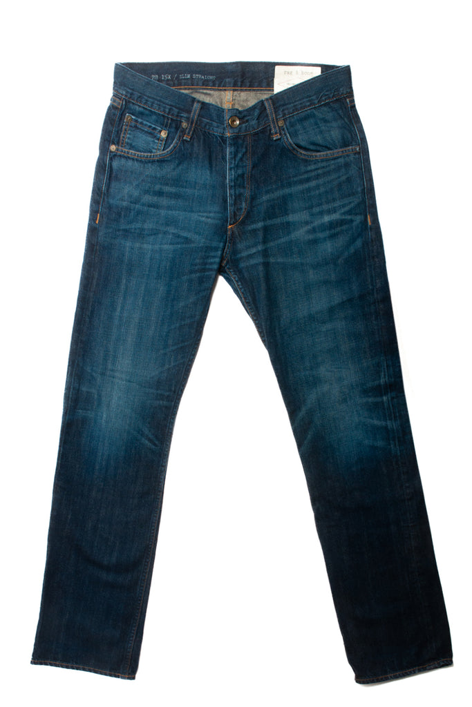 Rag & Bone Worn Olive Blue Slim Straight RB15X Jeans