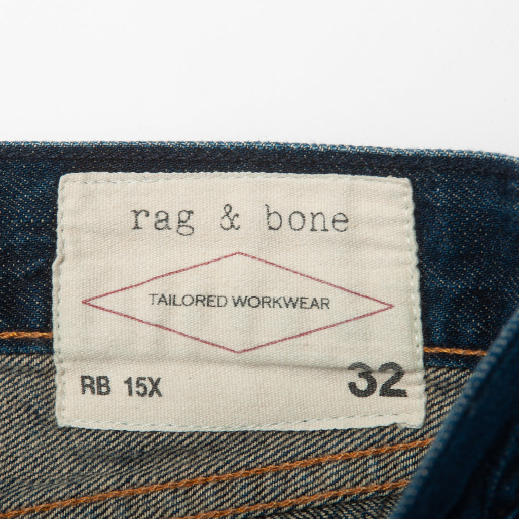 Rag & Bone Worn Olive Blue Slim Straight RB15X Jeans