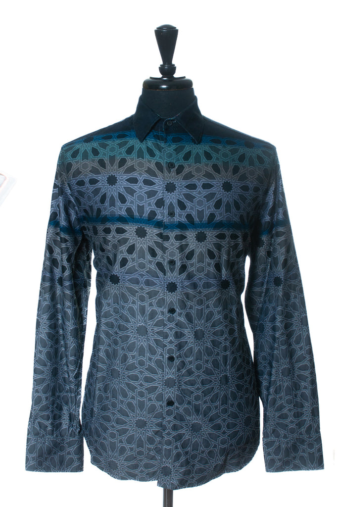 Robert Graham Navy on Grey Geometric Print Shirt