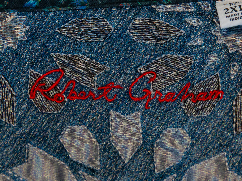 Robert Graham Navy on Grey Geometric Print Shirt