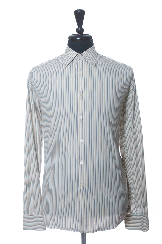 Prada Brown Stripe Performance Stretch Dress Shirt