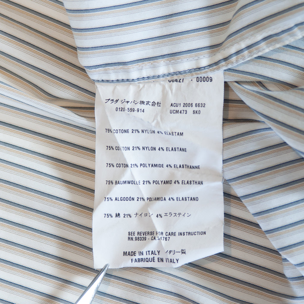 Prada Brown Stripe Performance Stretch Dress Shirt