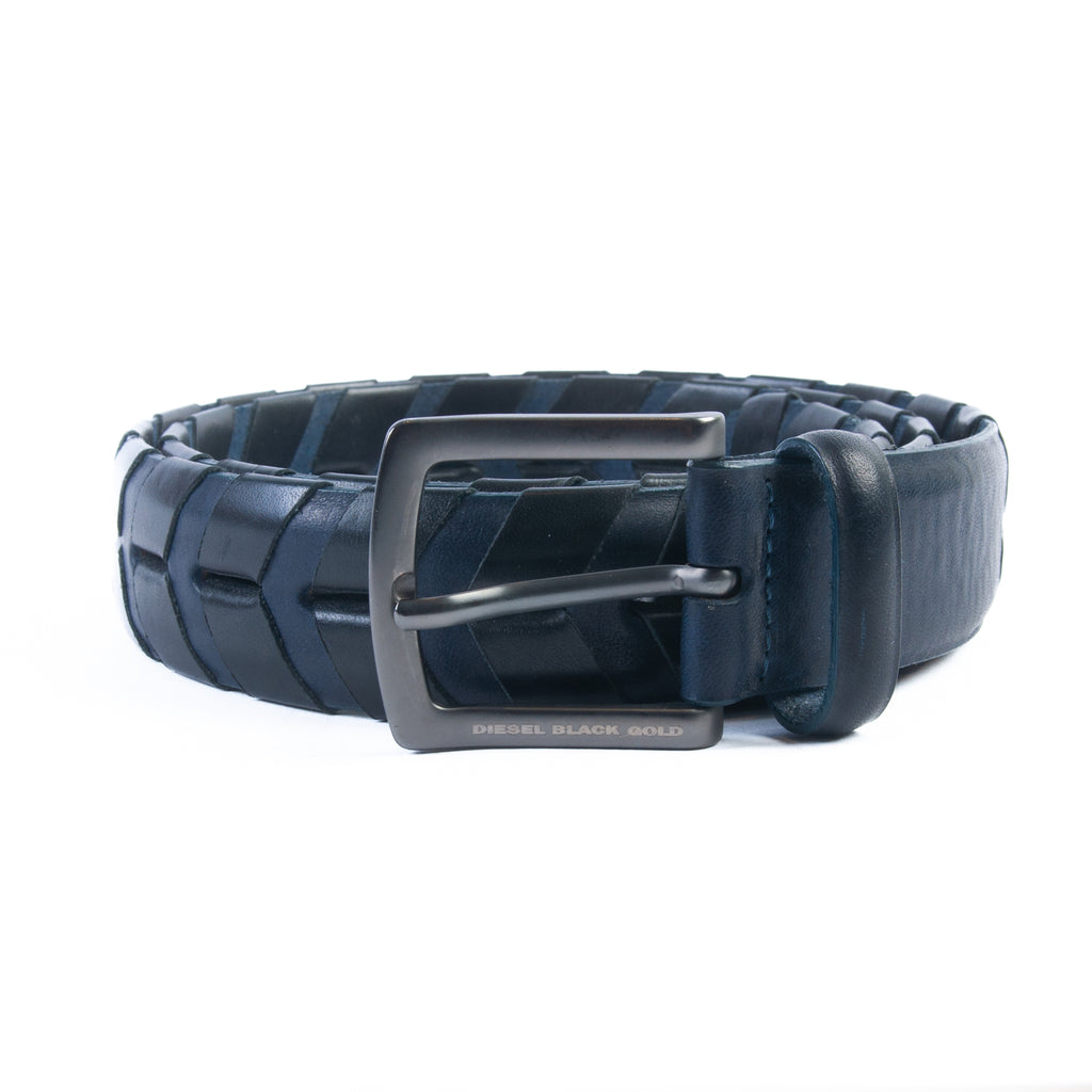 Diesel Black Gold Black and Blue Braided Belt