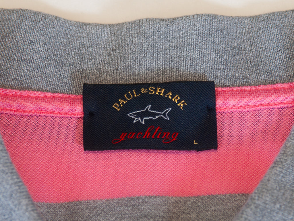 Paul & Shark Pink and Grey Striped Polo Shirt