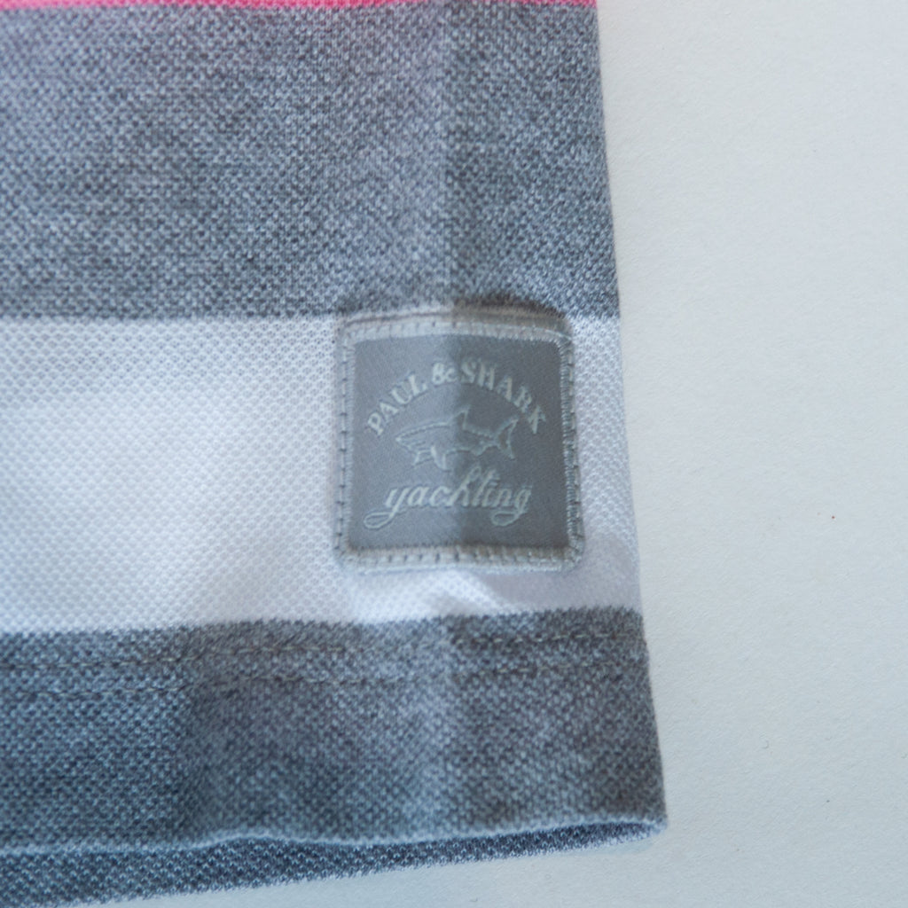 Paul & Shark Pink and Grey Striped Polo Shirt