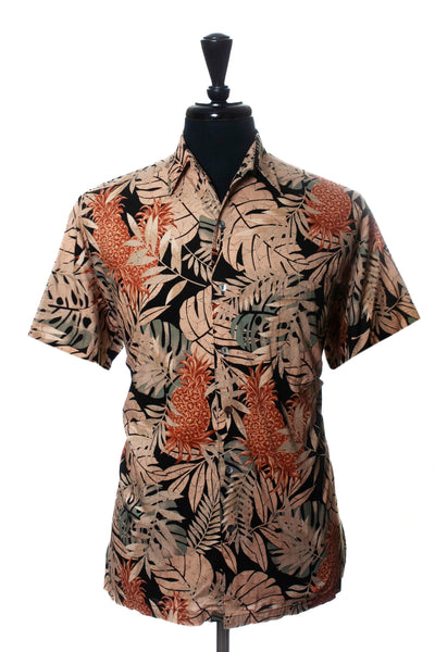 Tori Richard Brown Palm Print Short Sleeve Shirt