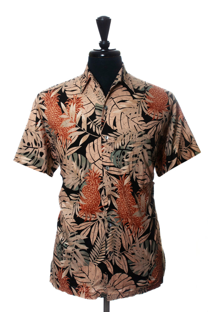 Tori Richard Brown Palm Print Short Sleeve Shirt