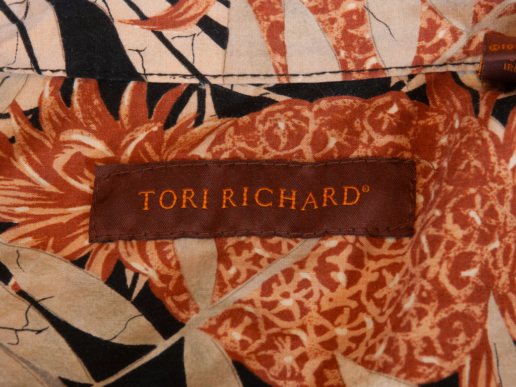 Tori Richard Brown Palm Print Short Sleeve Shirt