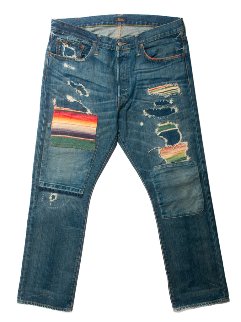 Polo Ralph Lauren Destroyed and Repaired Varick Slim Straight Jeans
