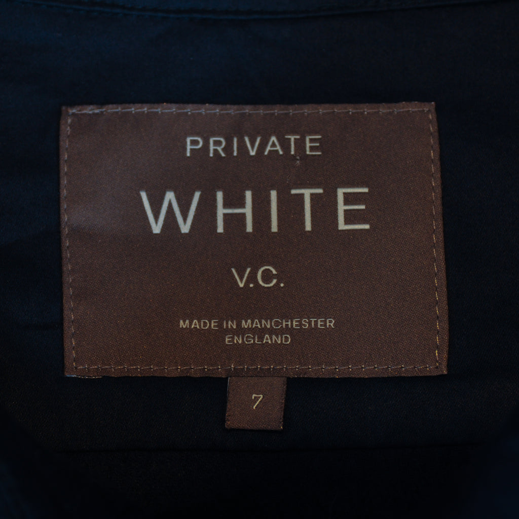 Private White Navy Boiled Wool Cotton Overshirt Jacket