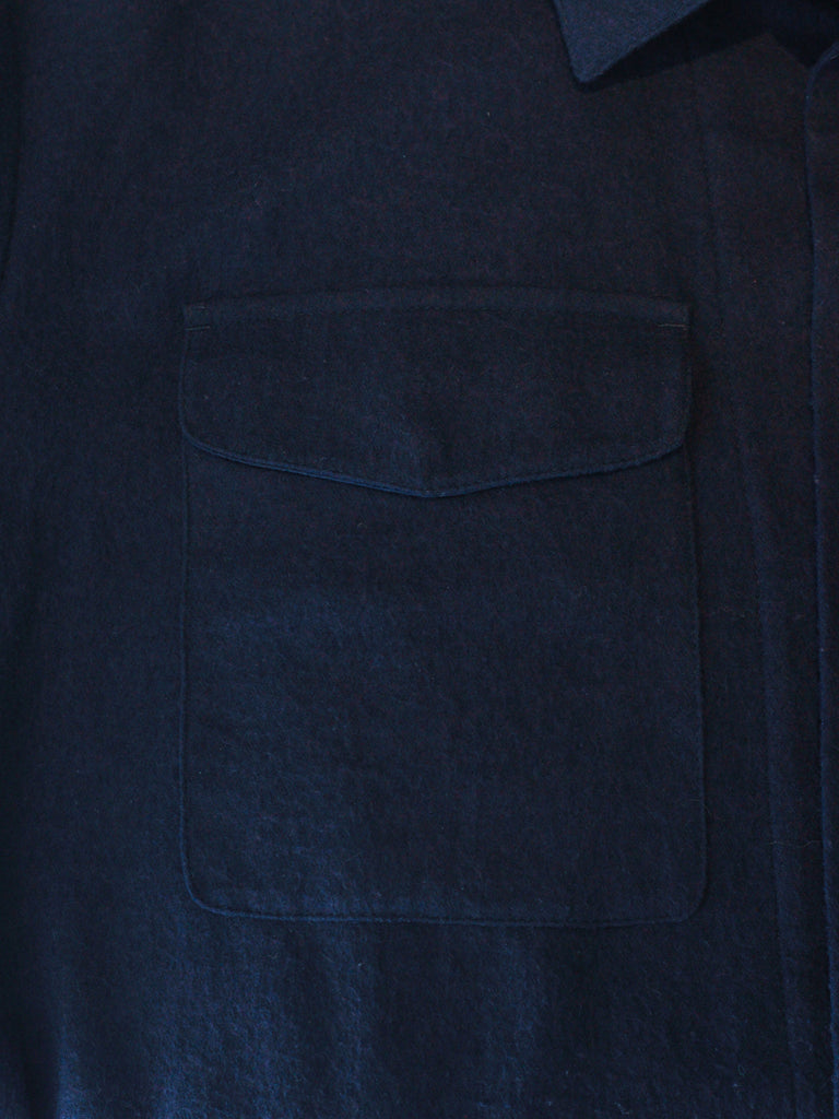 Private White Navy Boiled Wool Cotton Overshirt Jacket