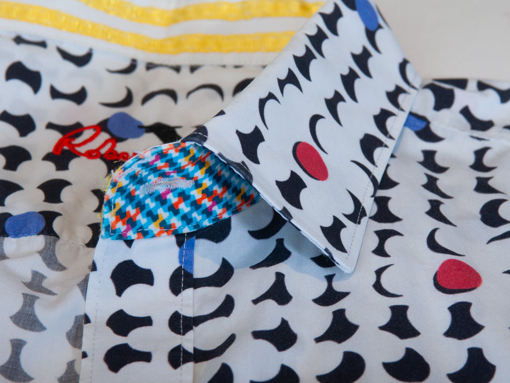 Robert Graham White Circle Print Tailored Fit Short Sleeve Shirt