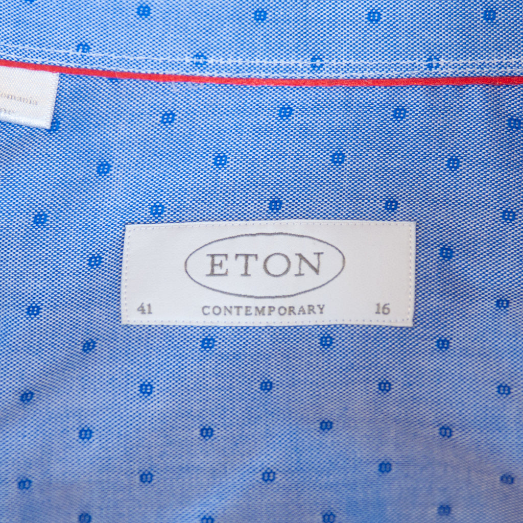 Eton Dotted Blue Contemporary Fit Dress Shirt