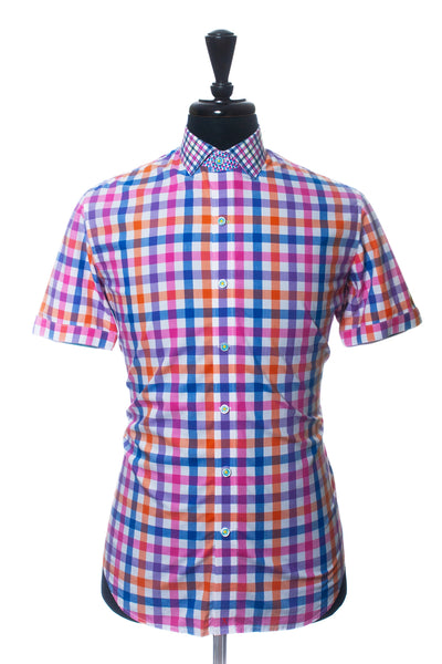 Robert Graham Multi Check Tailored Fit Short Sleeve Shirt