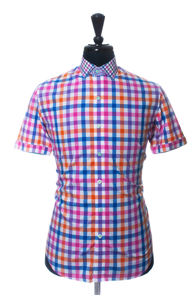 Robert Graham Multi Check Tailored Fit Short Sleeve Shirt
