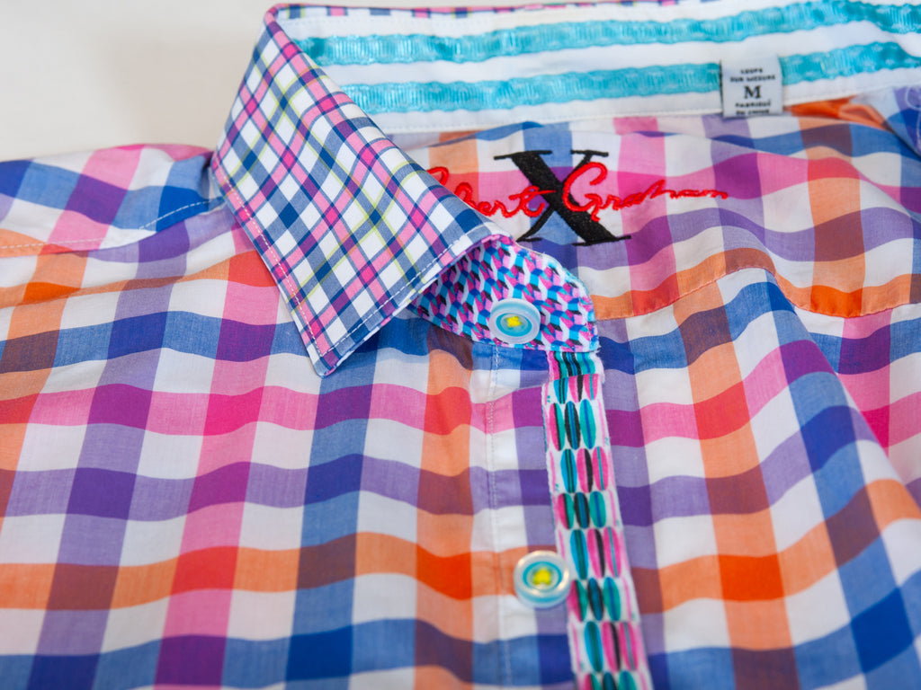 Robert Graham Multi Check Tailored Fit Short Sleeve Shirt