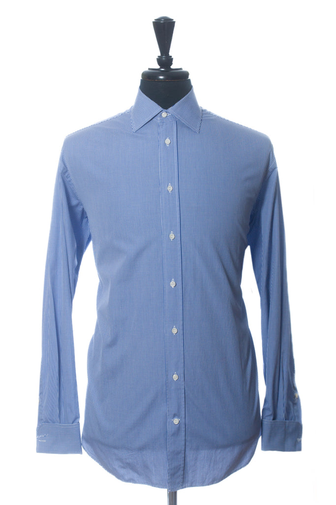 Armani Collezioni Blue Check French Cuff Shirt