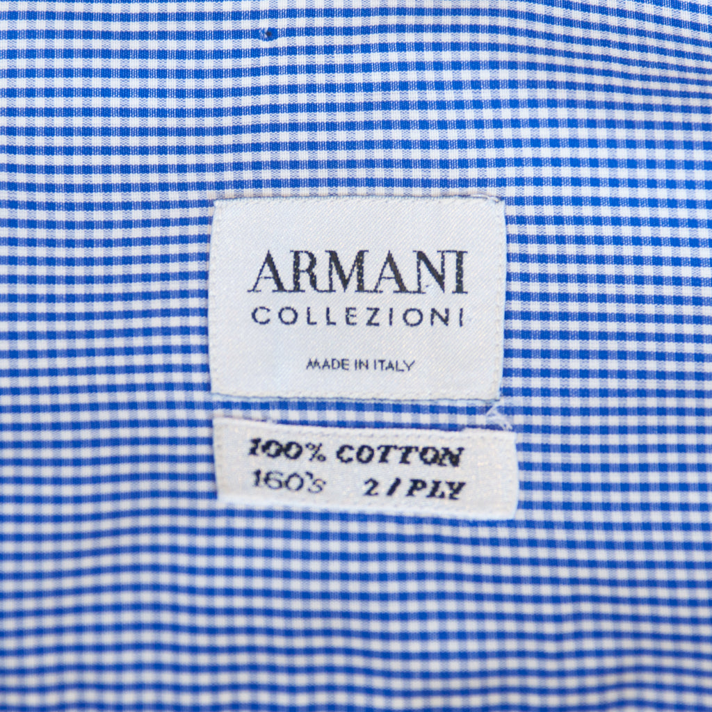 Armani Collezioni Blue Check French Cuff Shirt