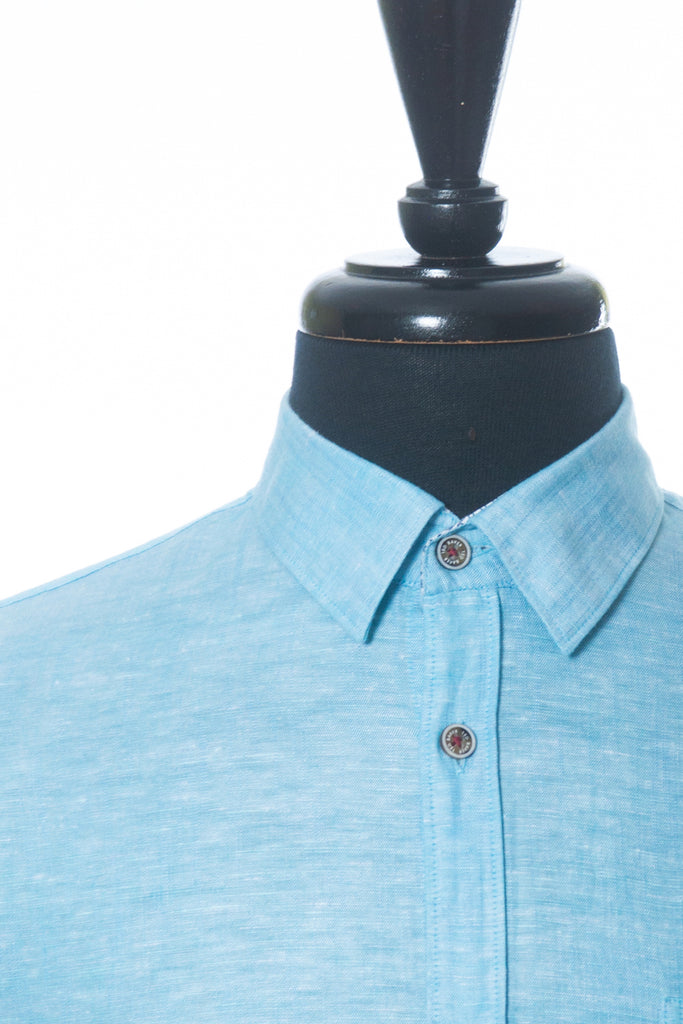 Ted Baker Teal Blue Linen Blend Linneo Shirt