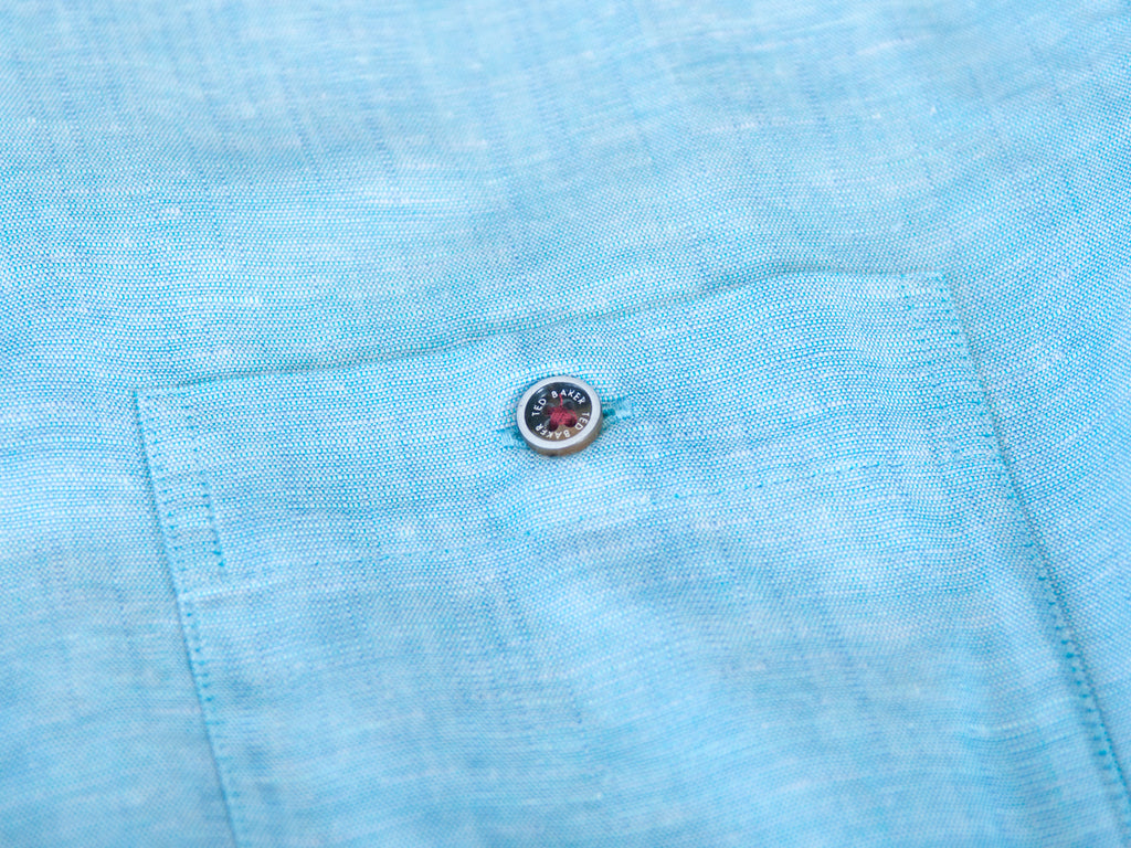 Ted Baker Teal Blue Linen Blend Linneo Shirt