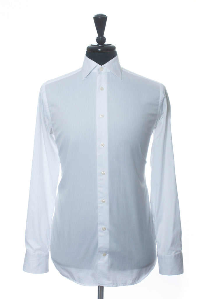 Bugatchi Uomo White Tonal Geometric Classic Fit Dress Shirt