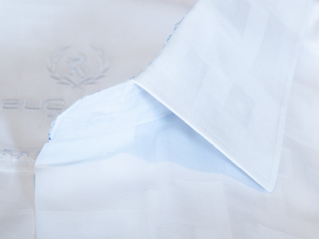 Bugatchi Uomo White Tonal Geometric Classic Fit Dress Shirt