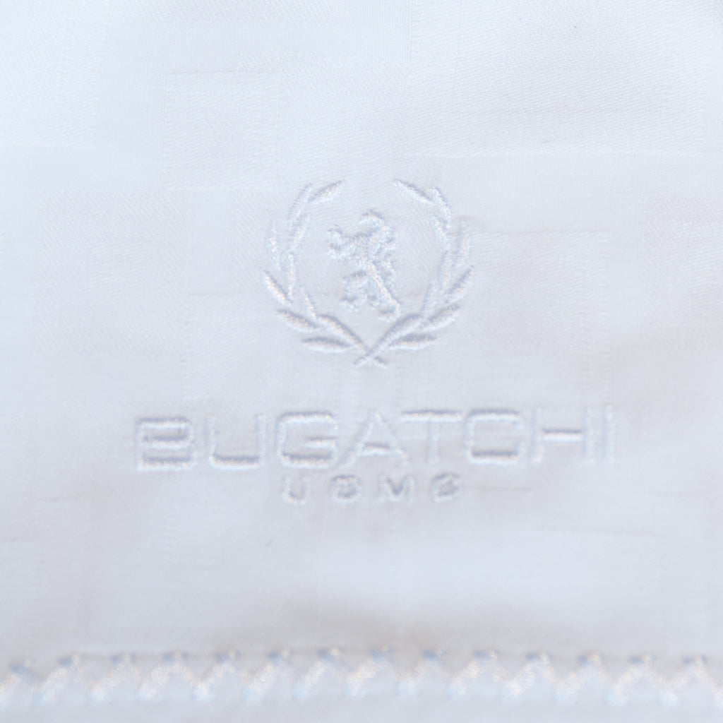 Bugatchi Uomo White Tonal Geometric Classic Fit Dress Shirt