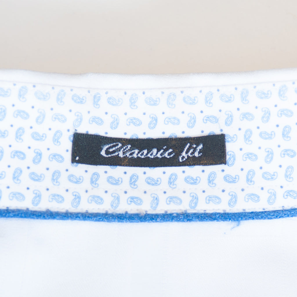 Bugatchi Uomo White Tonal Geometric Classic Fit Dress Shirt