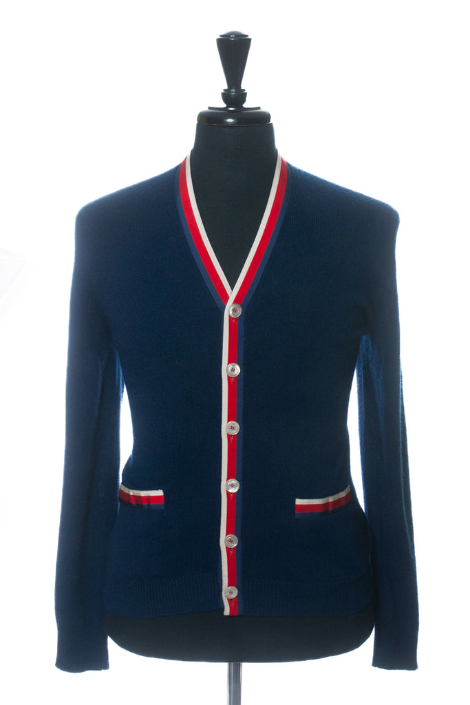 Gucci Navy Blue Cashmere Cardigan Sweater