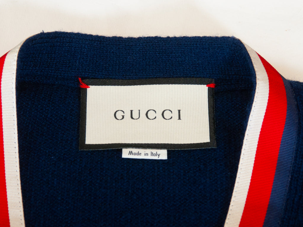 Gucci Navy Blue Cashmere Cardigan Sweater