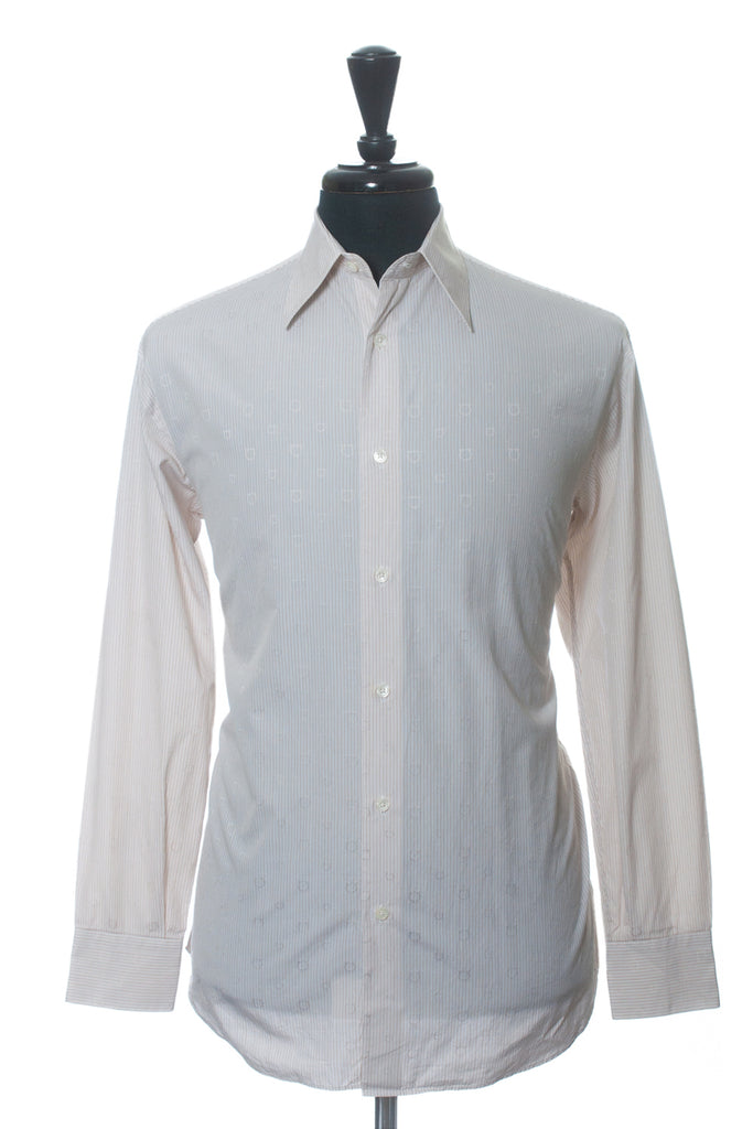 Salvatore Ferragamo Gancini Embossed Stripe Dress Shirt