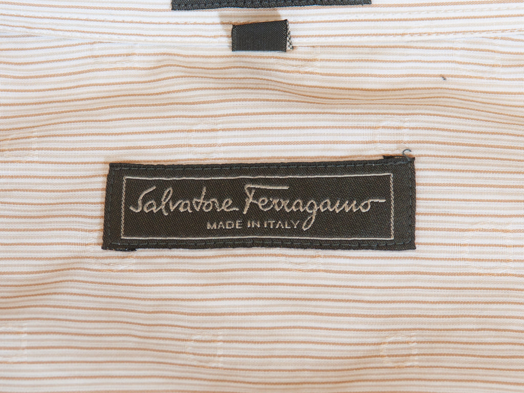 Salvatore Ferragamo Gancini Embossed Stripe Dress Shirt