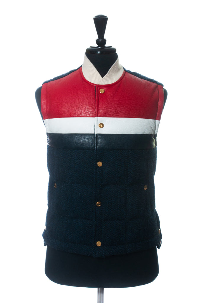 Thom Brown Leather and Tweed Down Vest