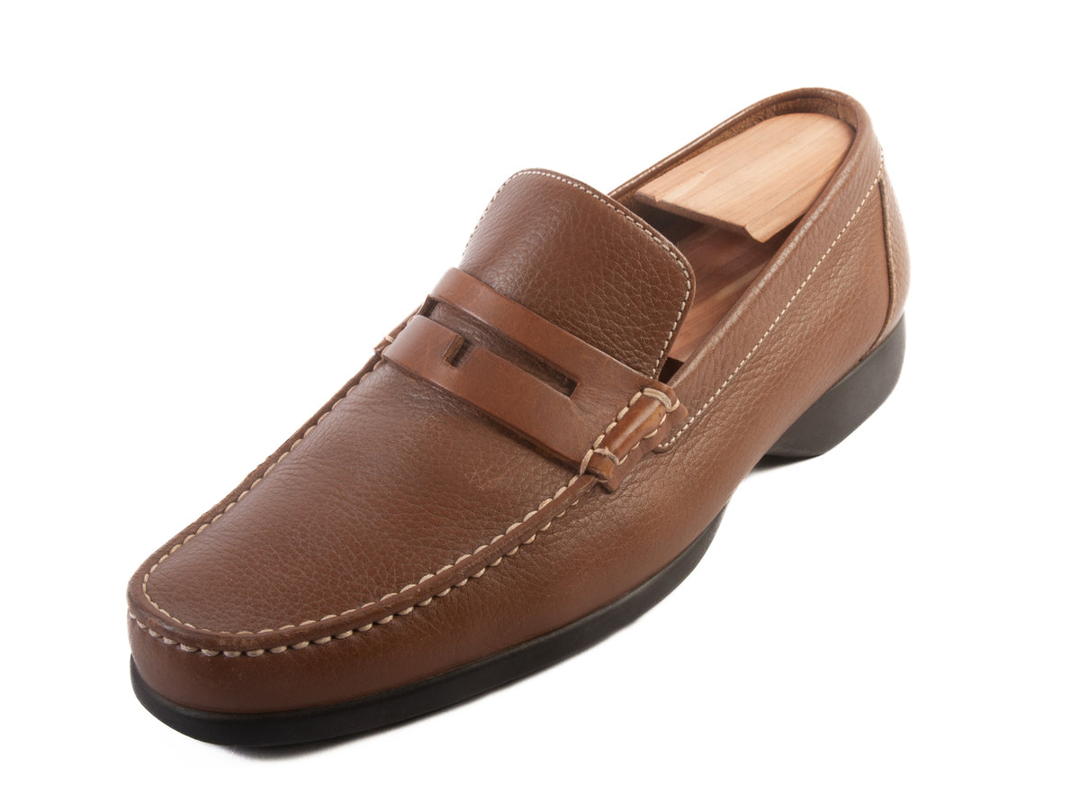 Mens A.‎ Testoni Brown Leather Slip On Dress Penny Loafers Shoes Size 9.5 M GUC Amazon.com | Men main image 3
