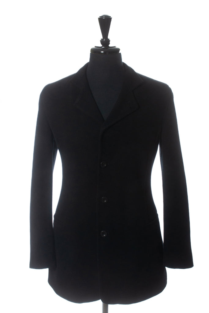 Armani Collezioni Black Ribbed Twill Stretch Wool Jacket