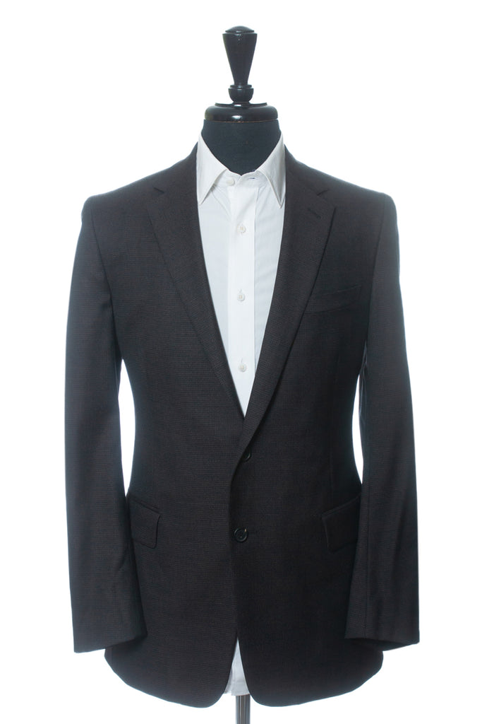 Prada Midnight Brown Microcheck Silk Wool Suit
