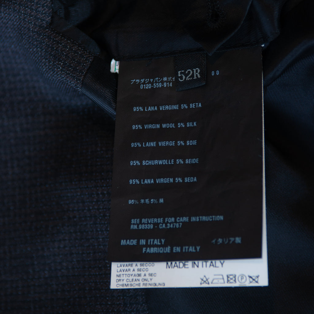 Prada Midnight Brown Microcheck Silk Wool Suit