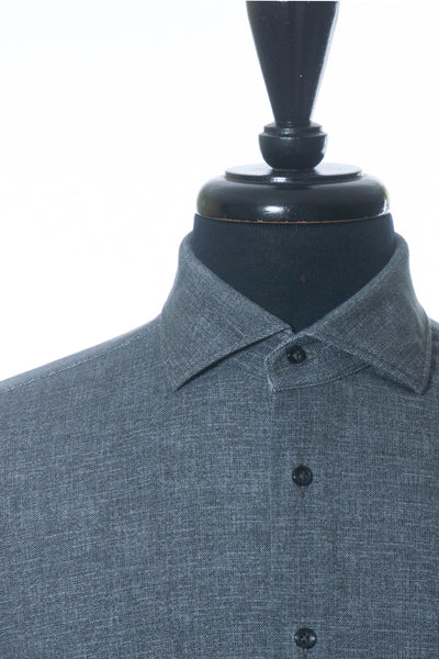 Emanuel Berg Grey Slim Fit Jersey Knit Dress Shirt