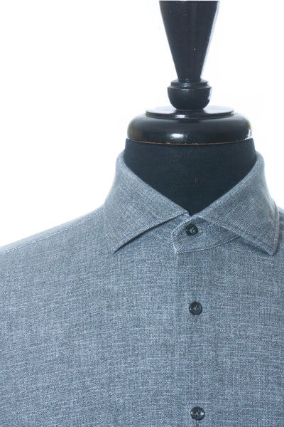 Emanuel Berg Grey Slim Fit Jersey Knit Dress Shirt