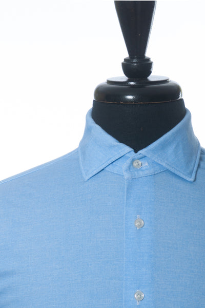 Emanuel Berg Blue Slim Fit Jersey Knit Dress Shirt