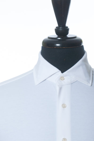 Emanuel Berg White Slim Fit Jersey Knit Dress Shirt
