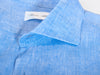 Mario Albini Blue Linen Dress Shirt