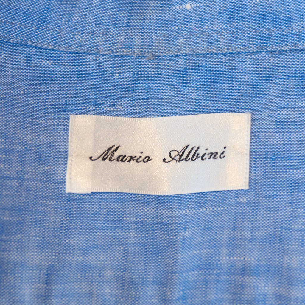 Mario Albini Blue Linen Dress Shirt