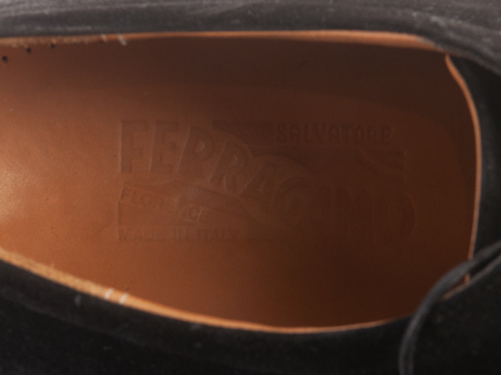 Salvatore Ferragamo Black Suede Derby Shoes