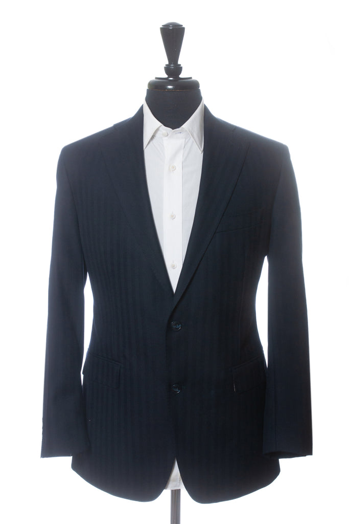 Atelier Munro Midnight Blue Herringbone Wool Suit