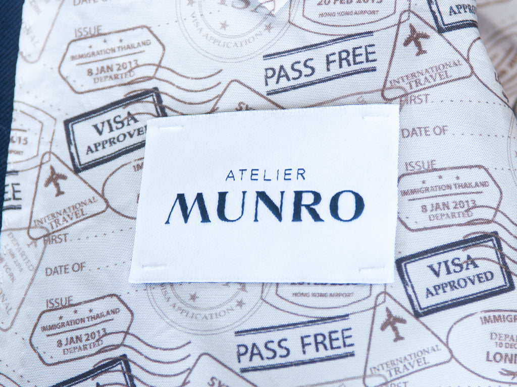 Atelier Munro Midnight Blue Herringbone Wool Suit